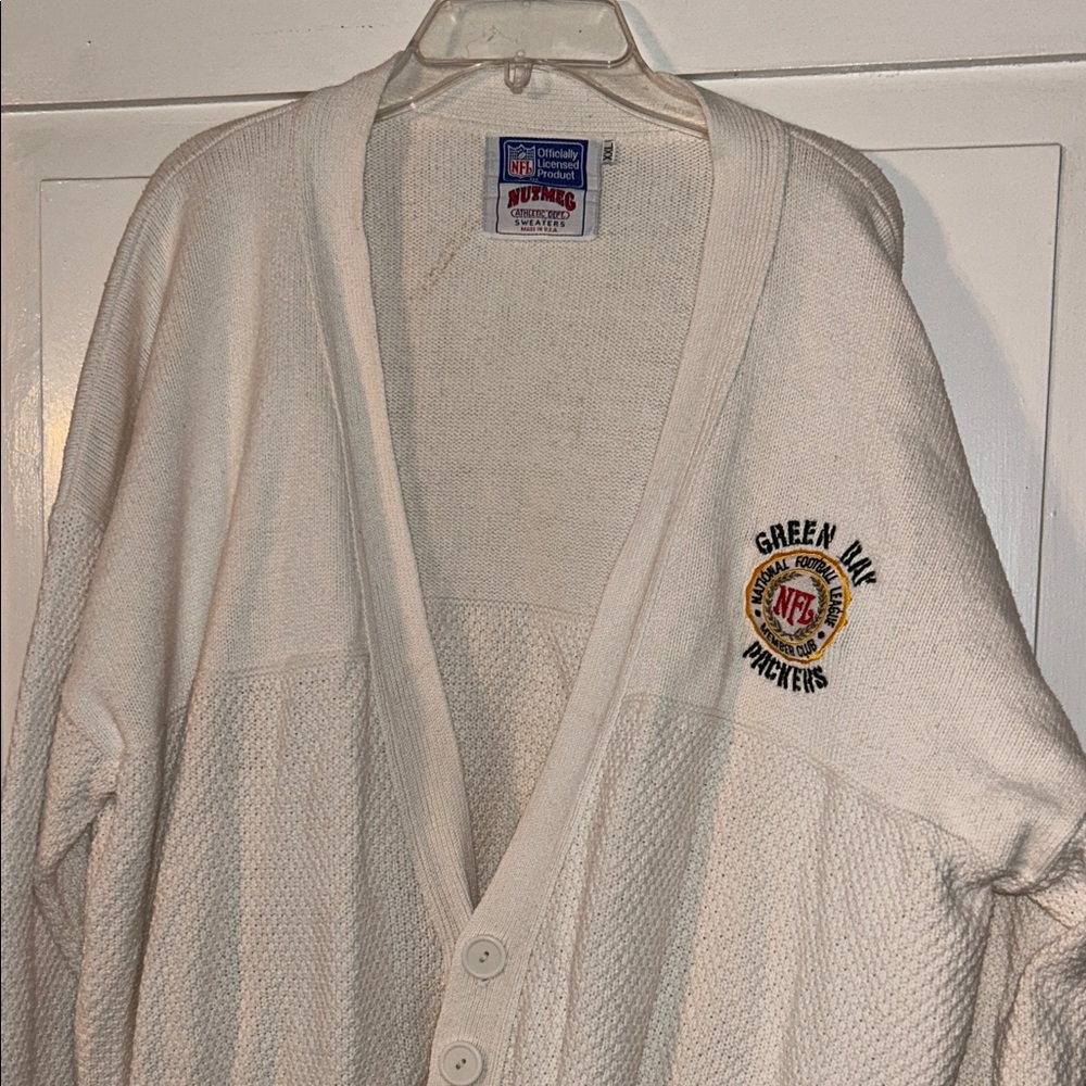 VTG NFL Nutmeg Men’s Cardigan Cream XXL Green Bay Packers